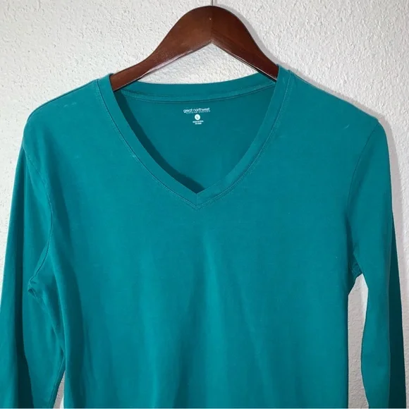 Great Northwest green Long-sleeve Cotton T-shirt Sz L stretch loungewear cozy - Picture 2 of 12